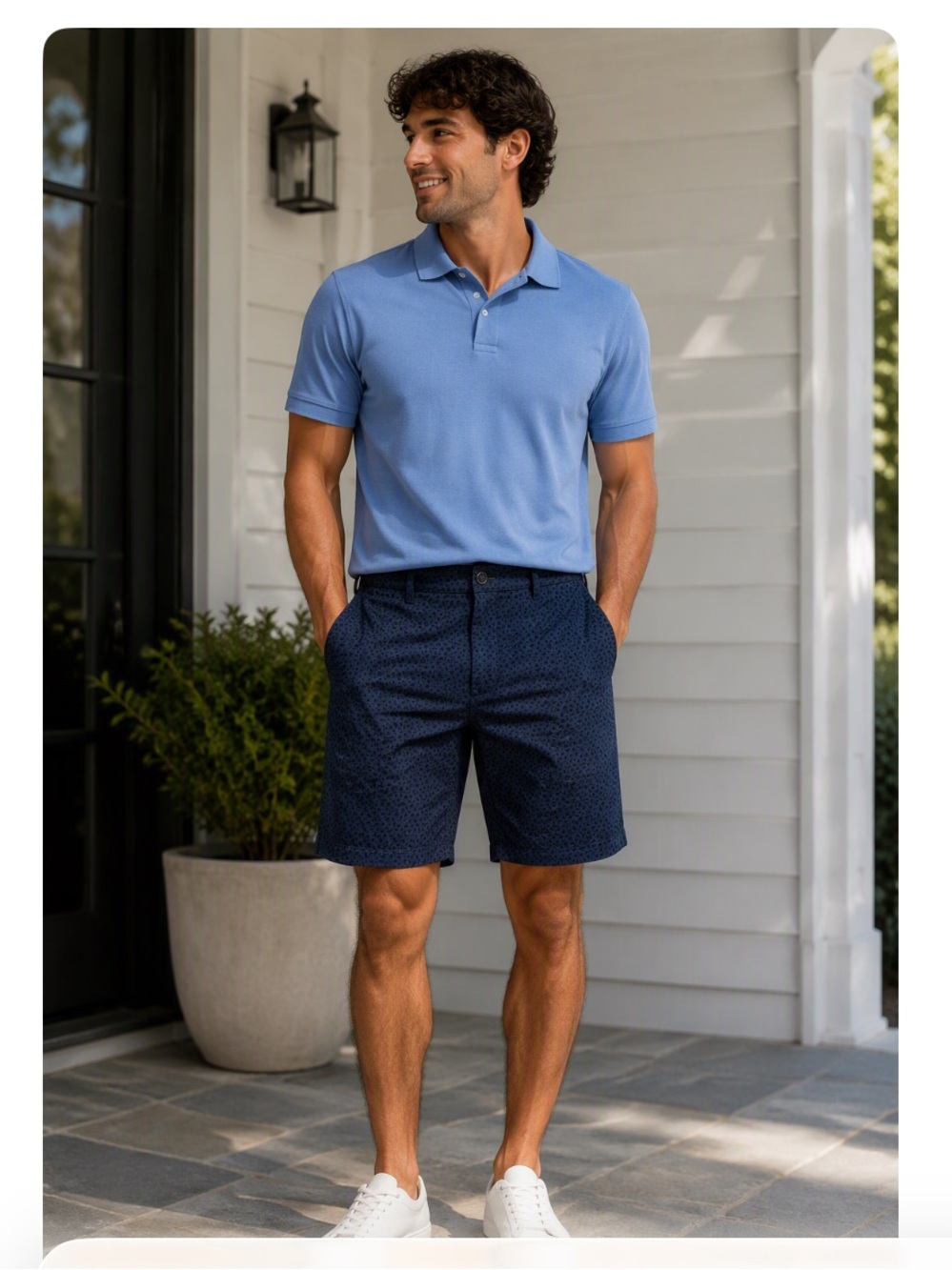 Ben Sherman Men's Navy Blue Patterned Shorts 32W